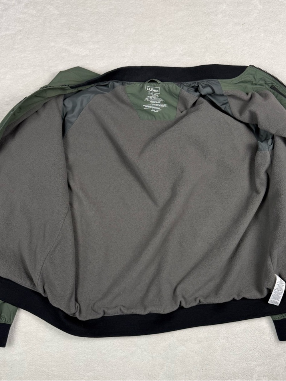 LL Bean 3-Season Waterproof olive green Fleece Lined Bomber Jacket Size XXXL Reg - Picture 12 of 13